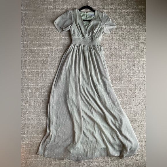 Baltic Born Weslie Sage Green Swiss Dot Maxi Dress - S - Picture 5 of 7